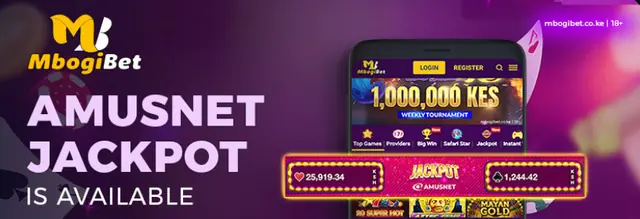Amusnet Jackpot banner: 1,000,000 KES weekly tournament